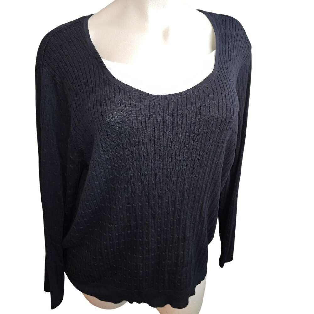 Liz & Me Womens Black Scoop Neck Long Sleeve Sweater Top NWT Size 3X JJ4082